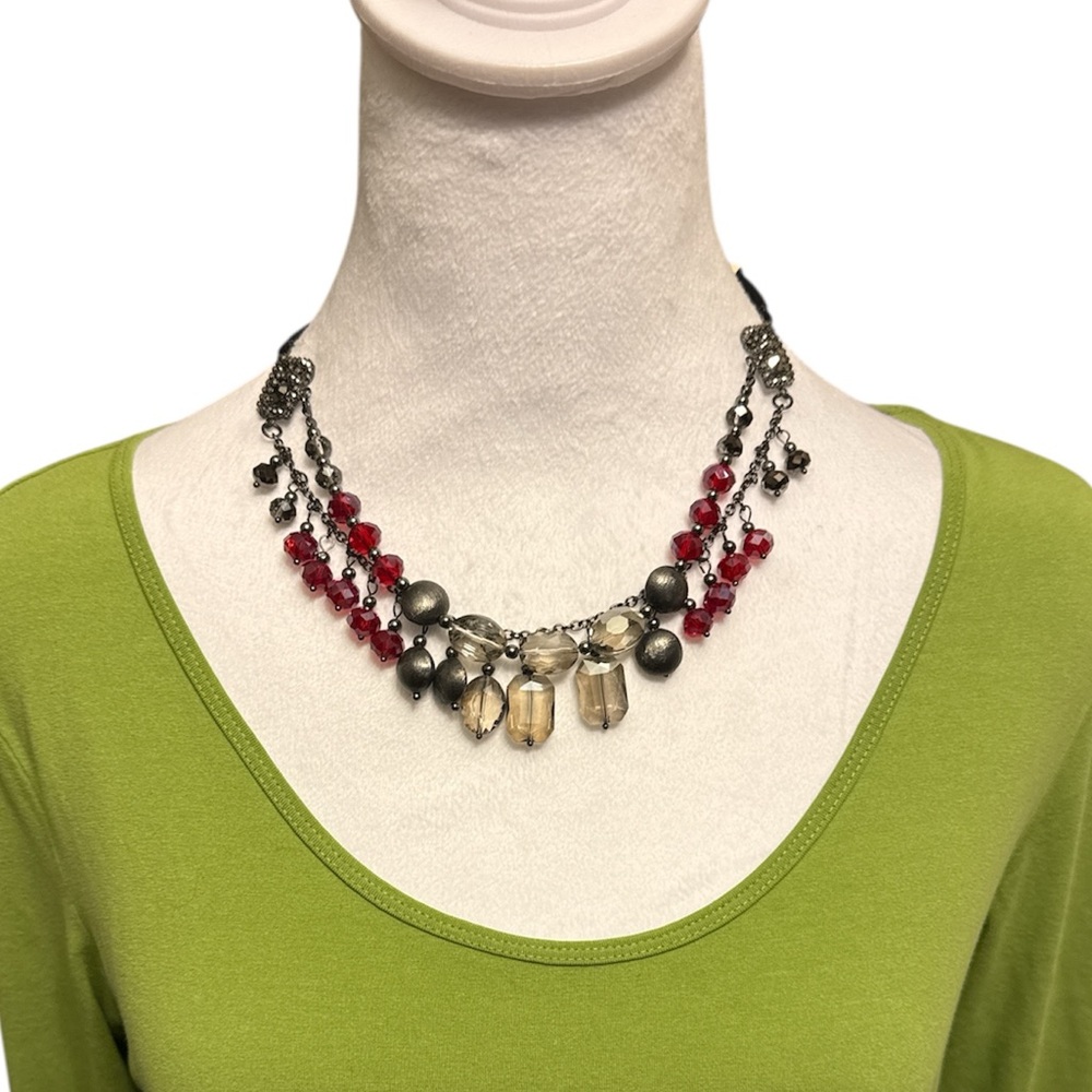 Christopher & Banks Red and Silver Necklace